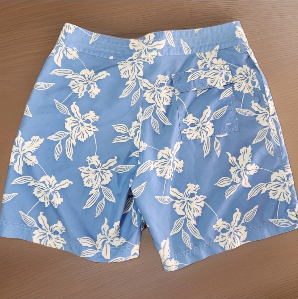 Vintage J.Crew Boardshorts Men’s 38 Blue White Floral Lace-Up Surf Swim Shorts - Picture 11 of 13